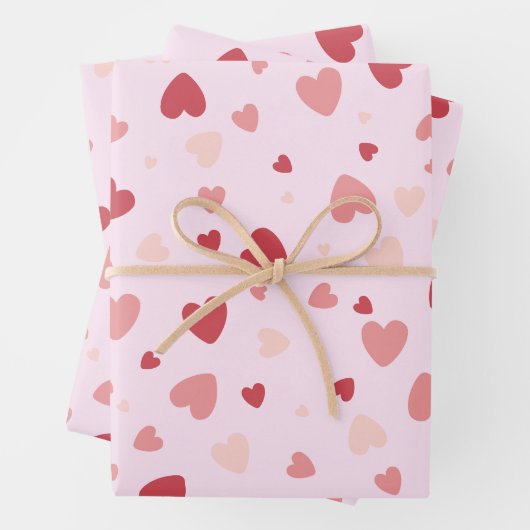 Valentijnsdag Pastel Red en roze harten Inpakpapier Vel (In situ)