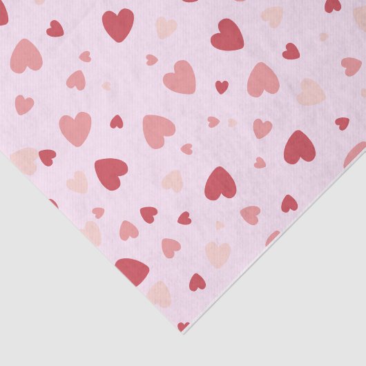 Valentijnsdag Pastel Red en roze harten Tissuepapier (Detail)