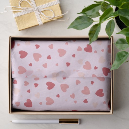 Valentijnsdag Pastel Red en roze harten Tissuepapier (Geschenk)