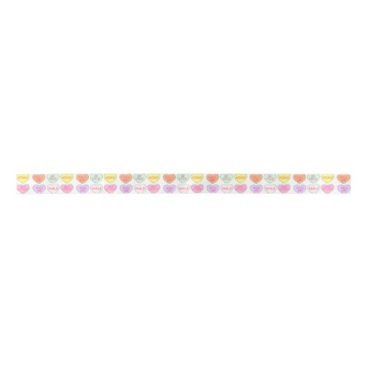 Valentijnsdag Pastel Snoep Conversation Hearts Satijnen Lint (Voorkant)