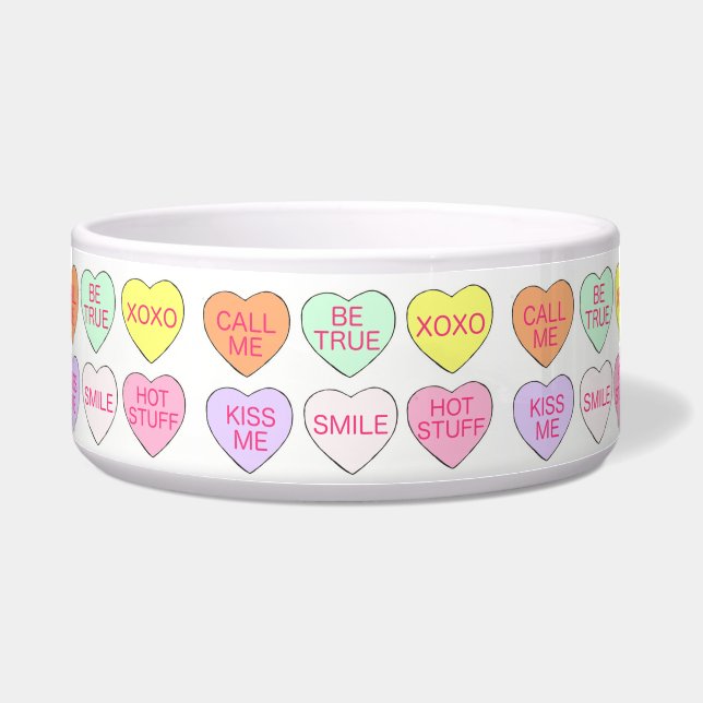 Valentijnsdag Pastel Snoep Conversation Hearts Voerbakje (Voorkant)
