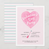 Valentijnsdag Pastel Waterverf Hartuitnodiging Kaart (Voorkant / Achterkant)