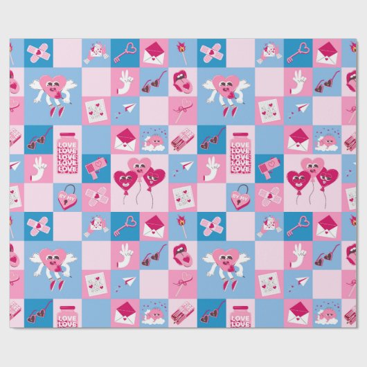 Valentijnsdag patroon cadeaupapier (Vlak)