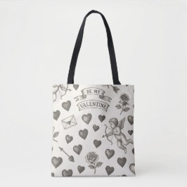 Valentijnsdag  Patroon Harten Rozen Cupido Tote Bag