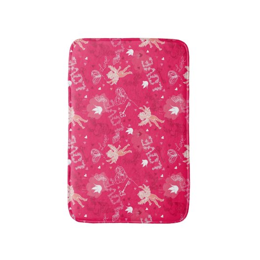 Valentijnsdag Patroon met Cupid Badmat (Voorkant Verticaal)