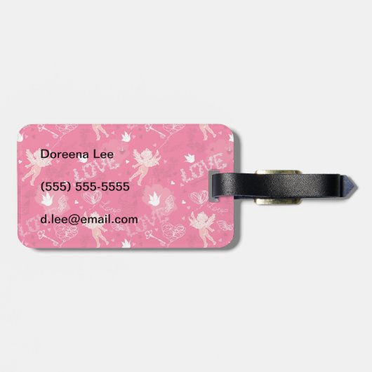 Valentijnsdag Patroon met Cupid Bagagelabel (Achterkant horizontaal)