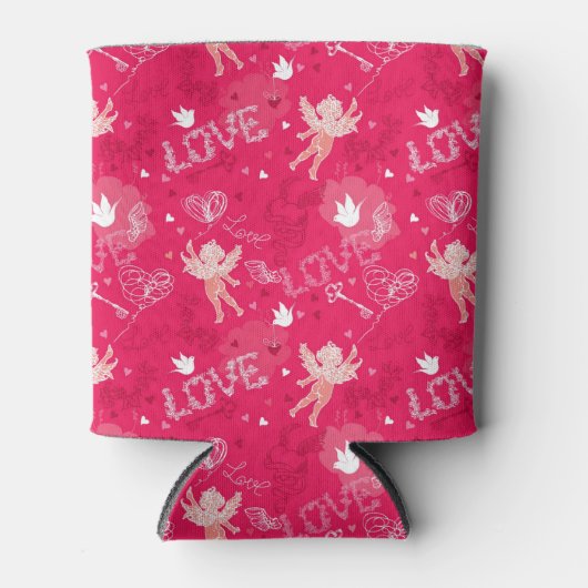 Valentijnsdag Patroon met Cupid Blikjeskoeler (Voorkant)