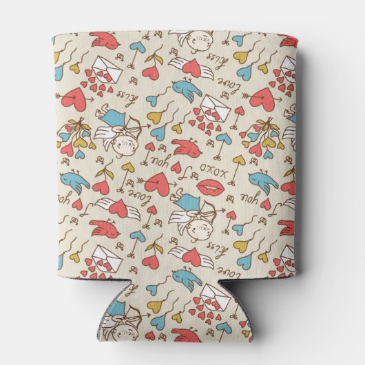 Valentijnsdag Patroon met Cupid Blikjeskoeler (Achterkant)