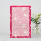 Valentijnsdag Patroon met Cupid Briefpapier (Staand voorkant)