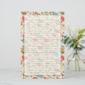 Valentijnsdag Patroon met Cupid Briefpapier (Staand voorkant)