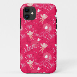 Valentijnsdag Patroon met Cupid iPhone 11 Hoesje