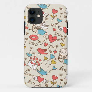 Valentijnsdag Patroon met Cupid Case-Mate iPhone Case