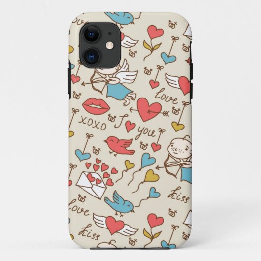 Valentijnsdag Patroon met Cupid Case-Mate iPhone Case (Achterkant)