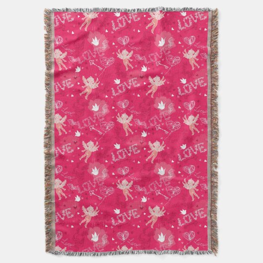 Valentijnsdag Patroon met Cupid Deken (Voorkant Verticaal)