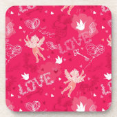 Valentijnsdag Patroon met Cupid Drankjes Onderzetter (Voorkant)