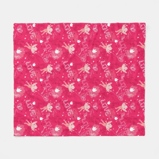 Valentijnsdag Patroon met Cupid Fleece Deken (Voorkant (Horizontaal))