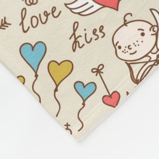 Valentijnsdag Patroon met Cupid Fleece Deken (Hoek)