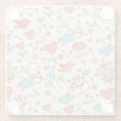 Valentijnsdag Patroon met Cupid Glazen Onderzetter (Achterkant)