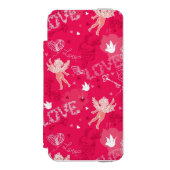 Valentijnsdag Patroon met Cupid Incipio iPhone Portemonnee Hoesje (Voorkant Agenda)