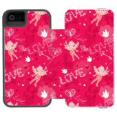 Valentijnsdag Patroon met Cupid Incipio iPhone Portemonnee Hoesje (Agenda Open)