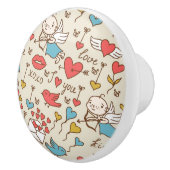 Valentijnsdag Patroon met Cupid Keramische Knop (Rechts)