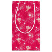 Valentijnsdag Patroon met Cupid Klein Cadeauzakje (Voorkant)