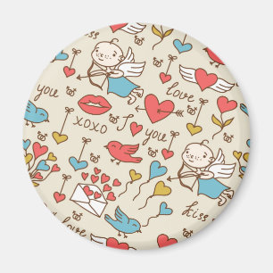 Valentijnsdag Patroon met Cupid Magneet