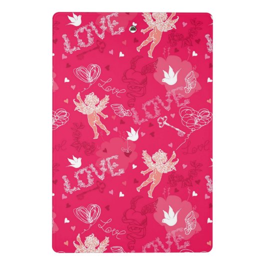 Valentijnsdag Patroon met Cupid Mini Klembord (Achterkant)