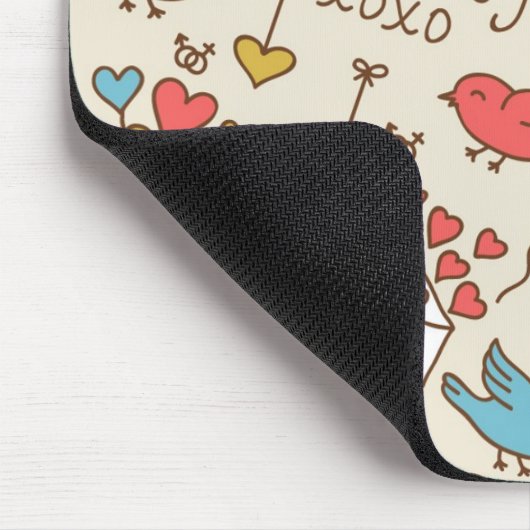 Valentijnsdag Patroon met Cupid Muismat (Hoek)