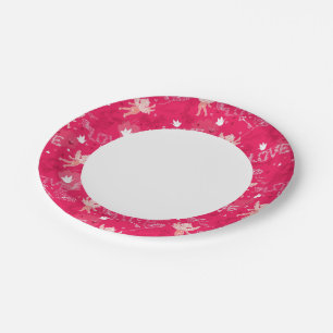 Valentijnsdag Patroon met Cupid Papieren Bordje