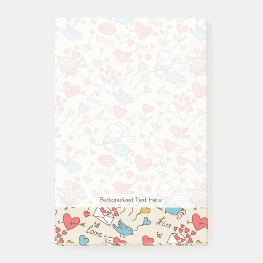 Valentijnsdag Patroon met Cupid Post-it® Notes (Voorkant)