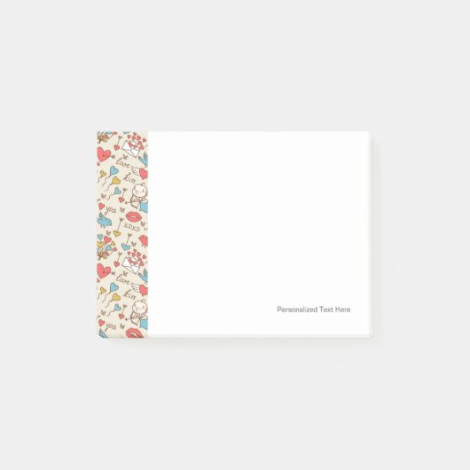 Valentijnsdag Patroon met Cupid Post-it® Notes (Voorkant)