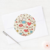 Valentijnsdag Patroon met Cupid Ronde Sticker (Envelop)