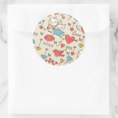Valentijnsdag Patroon met Cupid Ronde Sticker (Tas)