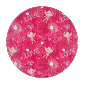 Valentijnsdag Patroon met Cupid Snijplank (Voorkant)