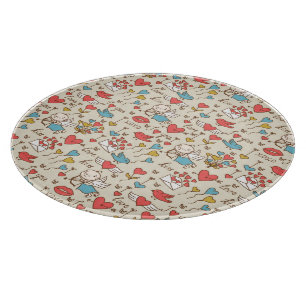 Valentijnsdag Patroon met Cupid Snijplank