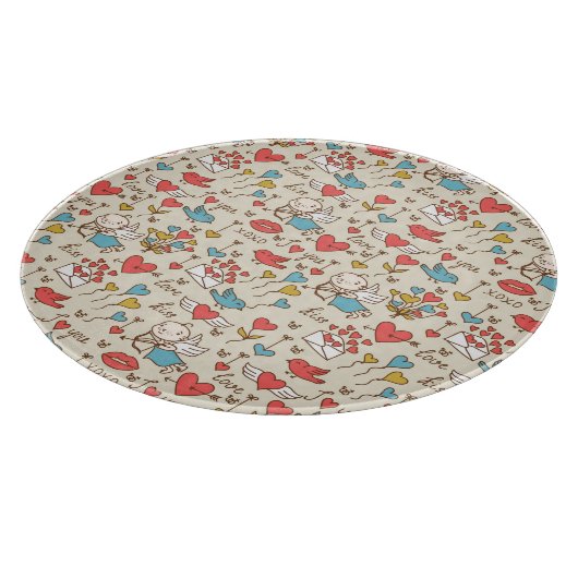 Valentijnsdag Patroon met Cupid Snijplank (Hoek)