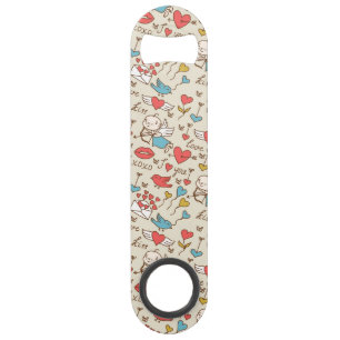 Valentijnsdag Patroon met Cupid Speed Flessenopener