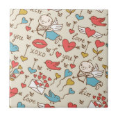 Valentijnsdag Patroon met Cupid Tegeltje (Voorkant)