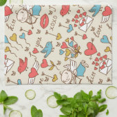 Valentijnsdag Patroon met Cupid Theedoek (Gevouwen)