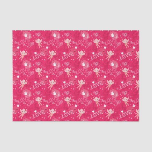 Valentijnsdag Patroon met Cupid Tissuepapier (Voorkant)