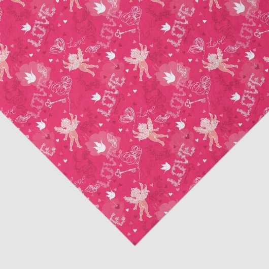 Valentijnsdag Patroon met Cupid Tissuepapier (Detail)