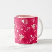 Valentijnsdag Patroon met Cupid Tweekleurige Koffiemok (Voorkant rechts)