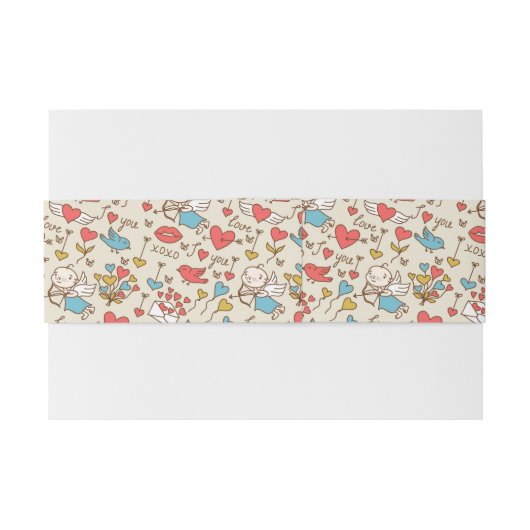 Valentijnsdag Patroon met Cupid Uitnodigingen Wikkel (Achterkant Voorbeeld)