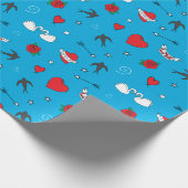 Valentijnsdag  Patroon op blauw Cadeaupapier (Hoek)