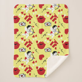 Valentijnsdag patroon op geel sherpa deken