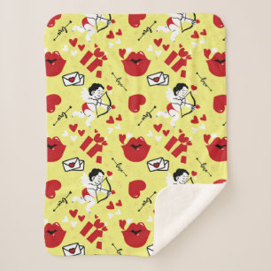Valentijnsdag patroon op geel sherpa deken