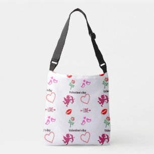 Valentijnsdag patroon op wit crossbody tas