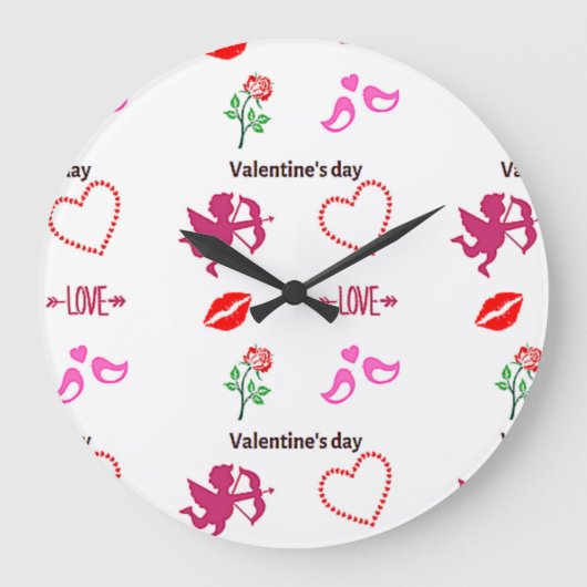 Valentijnsdag patroon op wit grote klok (Voorkant)