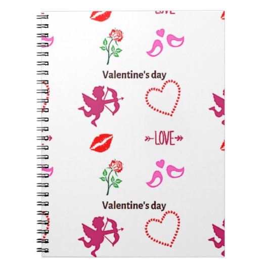 Valentijnsdag patroon op wit notitieboek (Voorkant)